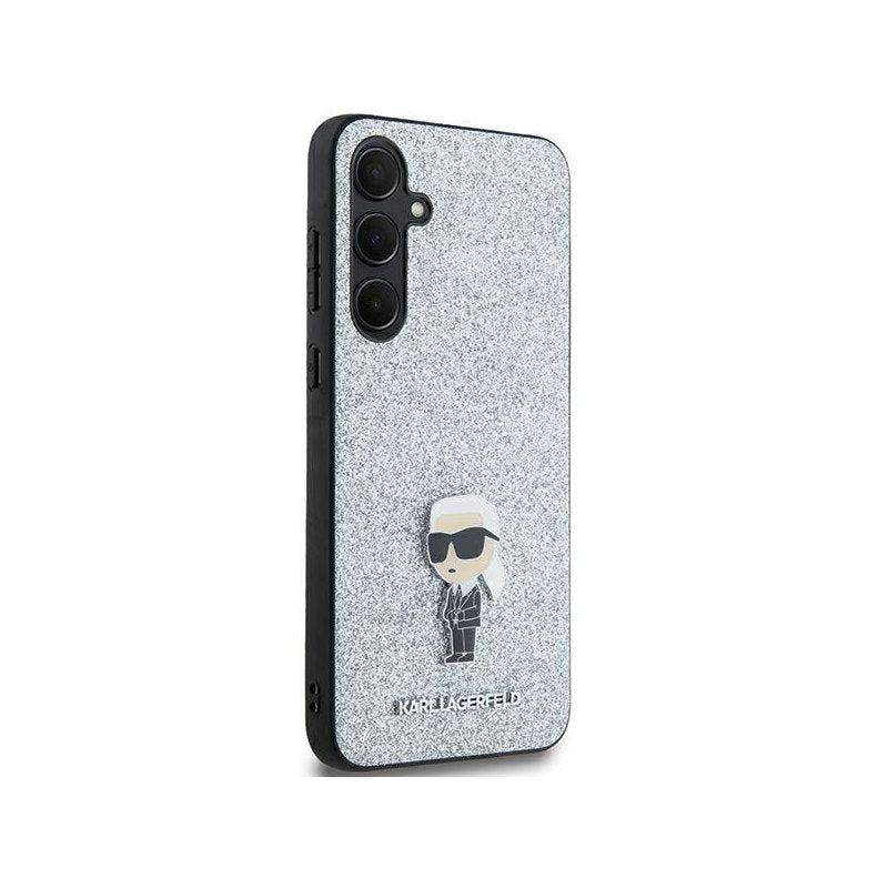 Karl Lagerfeld „Fixed Glitter Ikonik Logo Metal Pin“ – „Samsung Galaxy A35 5G“ dėklas (sidabrinis)