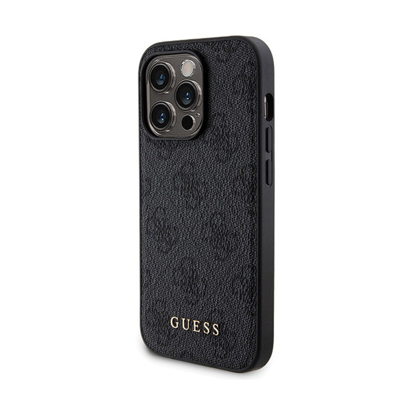 Guess komplektas „MagSafe 4G Metal Gold Logo“ – dėklas + išorinė baterija 5000 mAh MagSafe iPhone 14 Pro (juodas)