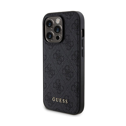 Guess komplektas „MagSafe 4G Metal Gold Logo“ – dėklas + išorinė baterija 5000 mAh MagSafe iPhone 14 Pro (juodas)