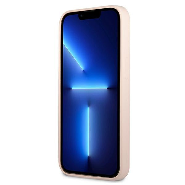 Guess Silicone Triangle Logo – dėklas iPhone 13 (rožinis)