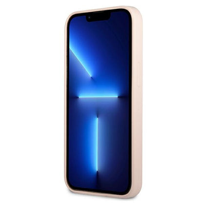 Guess Silicone Triangle Logo – dėklas iPhone 13 (rožinis)