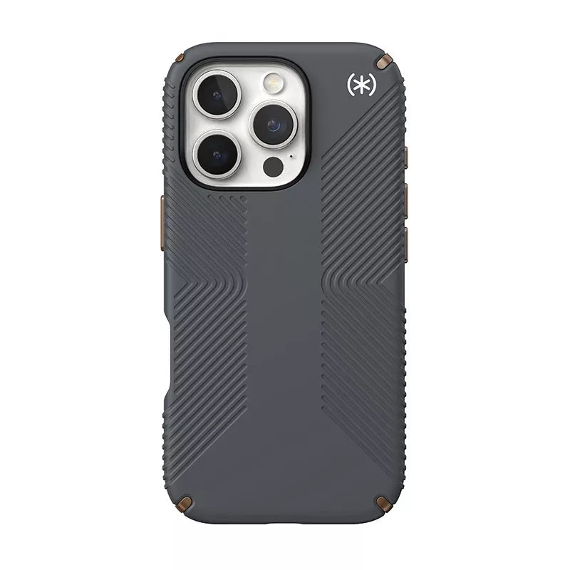Speck Presidio2 Grip – Dėklas, skirtas „iPhone 16 Pro“ („Charcoal Grey“ / „Cool Bronze“ / „White“)
