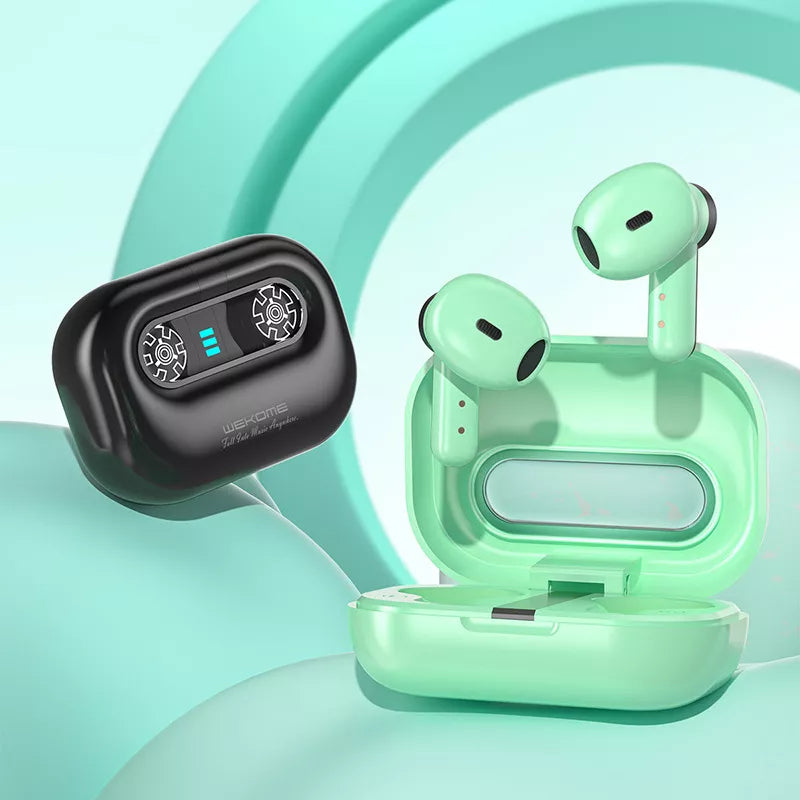 WEKOME VA06 Vanguard Series – „Bluetooth V5.2“ TWS belaidės ausinės su įkrovimo dėklu (juodos)