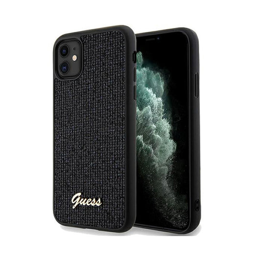 Guess Disco Metal Script – iPhone 11 dėklas (juodas)