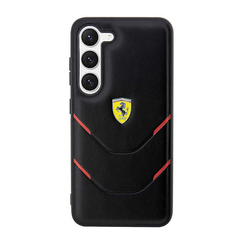 Ferrari Hot Stamp Lines – dėklas, skirtas Samsung Galaxy S23+ (juodas)