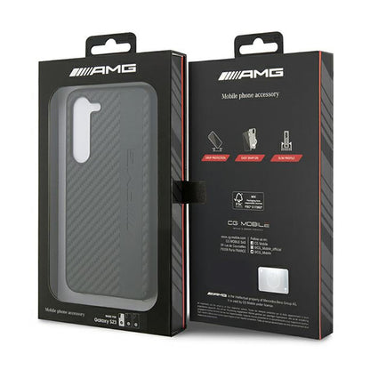 AMG Carbon Stripe & Embossed - Dėklas, skirtas Samsung Galaxy S23 (juodas)