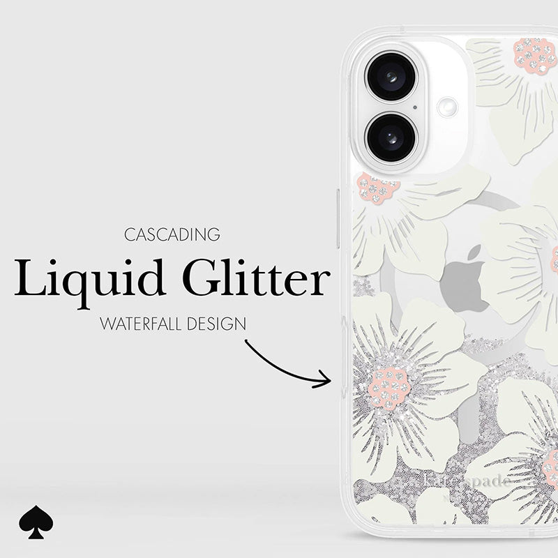 Kate Spade New York Liquid Glitter MagSafe - Dėklas, skirtas iPhone 16 (Hollyhock Floral)