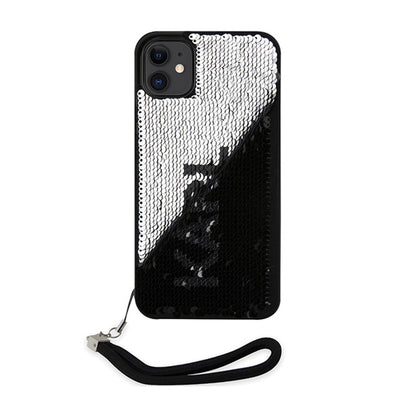 Karl Lagerfeld Sequins Cord – dėklas su virvele, skirtas iPhone 11 (sidabrinis)