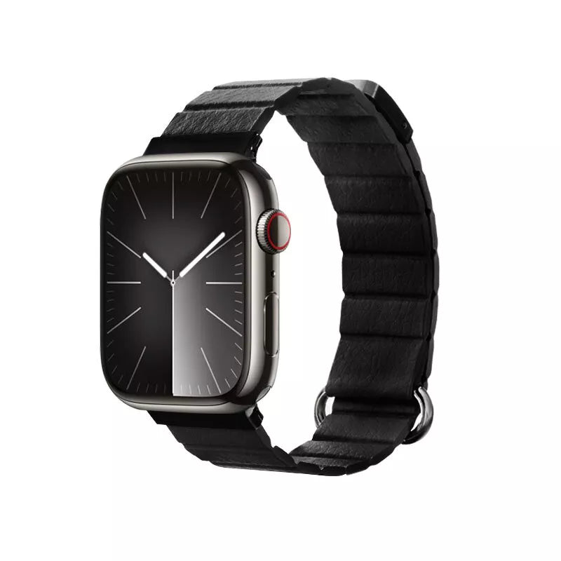 Crong Eclipse – Odinis magnetinis dirželis, skirtas Apple Watch 44/45/46/49 mm (juoda)