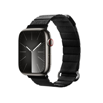Crong Eclipse - Magnetinė odinė apyrankė Apple Watch 44/45/46/49 mm (Juoda)
