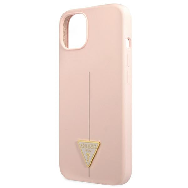 Guess Silicone Triangle Logo – dėklas iPhone 13 (rožinis)