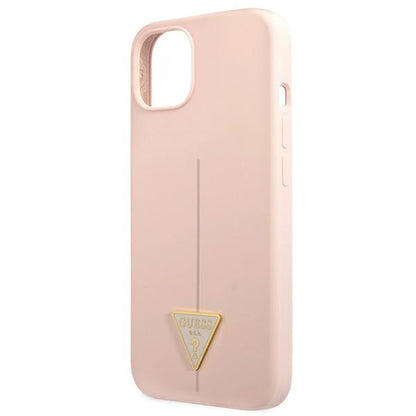 Guess Silicone Triangle Logo – dėklas iPhone 13 (rožinis)