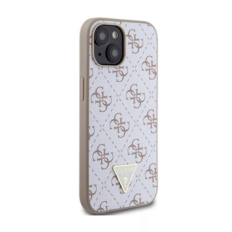 Guess 4G Triangle Metal Logo – Dėklas iPhone 15 (baltas)