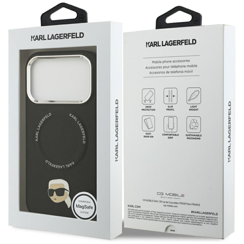Karl Lagerfeld Karl Pin MagSafe – dėklas iPhone 17 Pro (juodas)