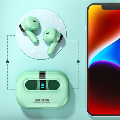 WEKOME VA06 Vanguard Series - „Bluetooth V5.2“ TWS belaidės ausinės su įkrovimo dėklu (žalia)