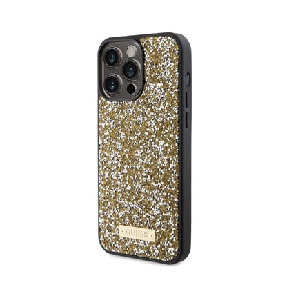 Guess Rhinestone Metal Logo – dėklas iPhone 15 Pro Max (geltonas)