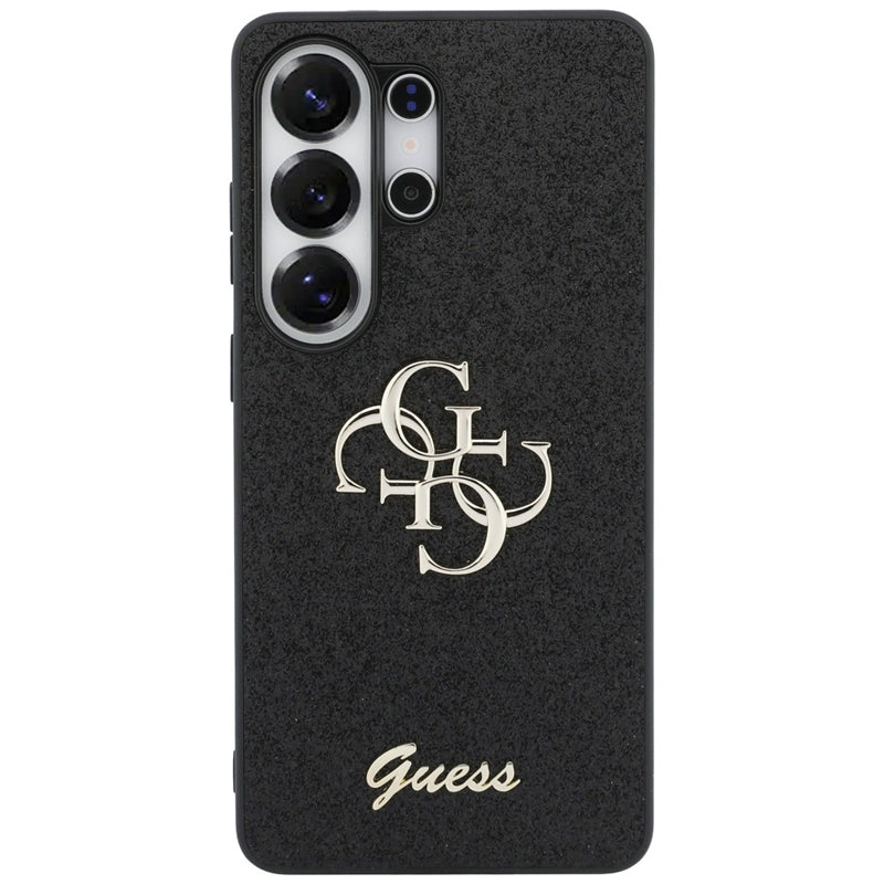 Guess Fixed Glitter Big 4G Metal Logo dėklas - Samsung Galaxy S26 Ultra (Juodas)