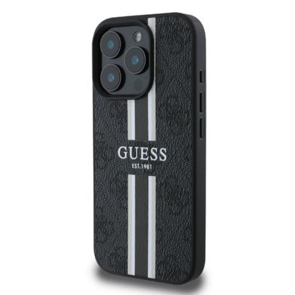 Guess 4G Printed Stripes MagSafe - dėklas iPhone 16 Pro Max (juodas)