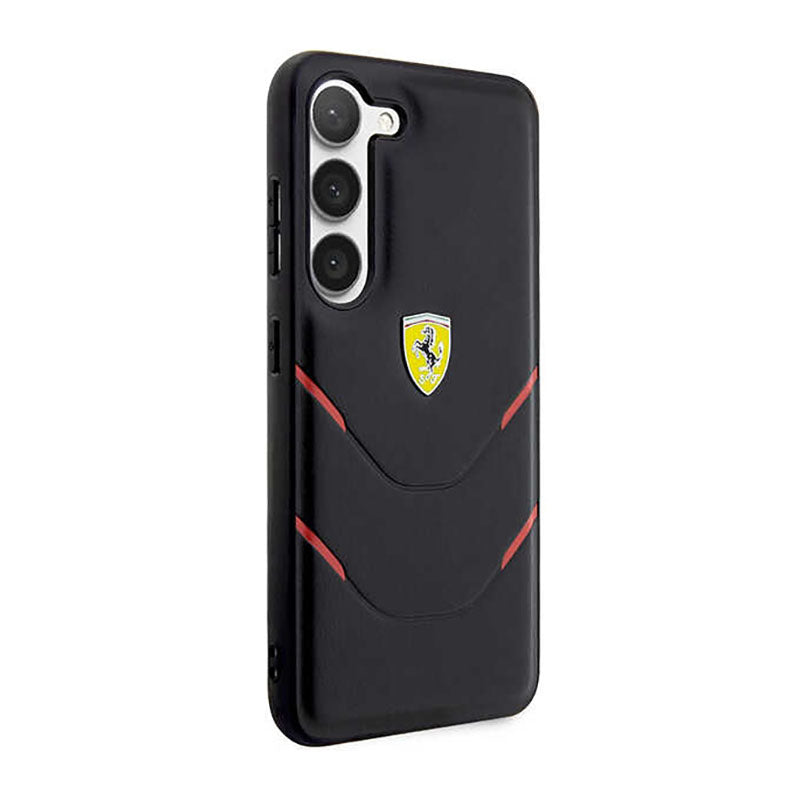 Ferrari Hot Stamp Lines – dėklas, skirtas Samsung Galaxy S23+ (juodas)
