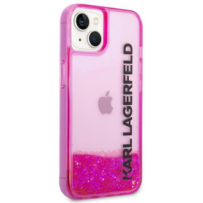 "Karl Lagerfeld Liquid Glitter Translucent Elongated Logo Case" - dėklas iPhone 14 Plus (rožinis)