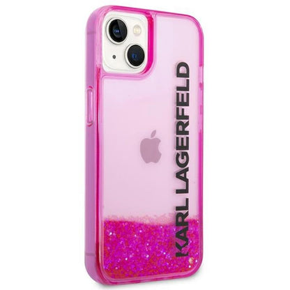 "Karl Lagerfeld Liquid Glitter Translucent Elongated Logo Case" - dėklas iPhone 14 Plus (rožinis)
