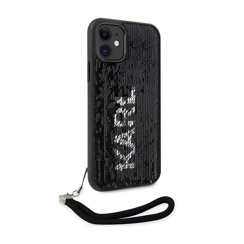 Karl Lagerfeld Sequins Cord – dėklas su virvele, skirtas iPhone 11 (sidabrinis)