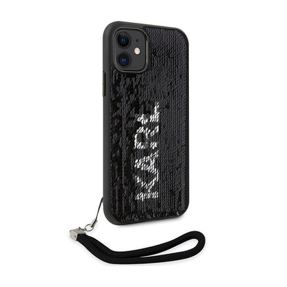 Karl Lagerfeld Sequins Cord – dėklas su virvele, skirtas iPhone 11 (sidabrinis)
