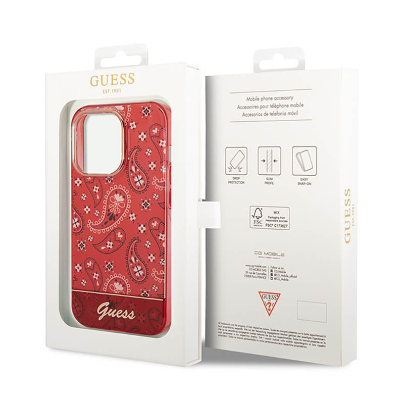 Guess Bandana Paisley – Dėklas iPhone 14 Pro Max (raudonas)