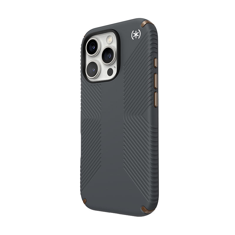 Speck Presidio2 Grip – Dėklas, skirtas „iPhone 16 Pro“ („Charcoal Grey“ / „Cool Bronze“ / „White“)