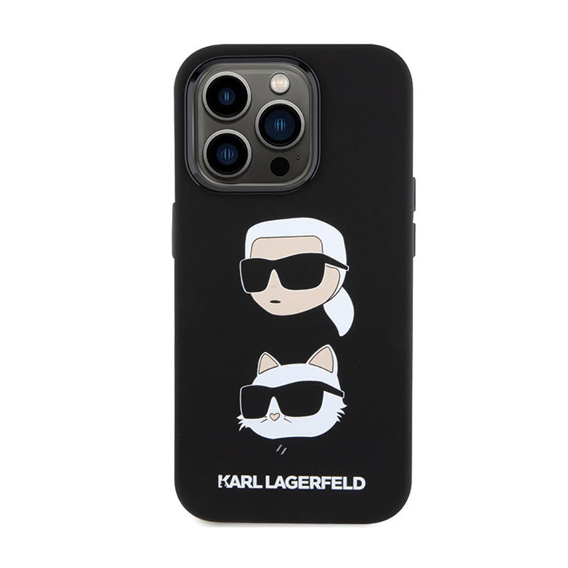 Karl Lagerfeld Silicone Karl & Choupette Heads - iPhone 15 Pro Max dėklas (juodas)