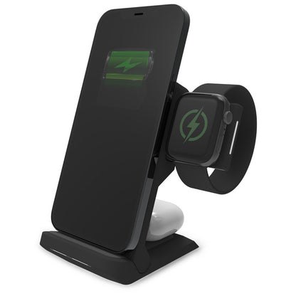 STM ChargeTree Go „3-in-1“ įkrovimo stotelė telefonui, „AirPods“, „Apple Watch“ – juoda
