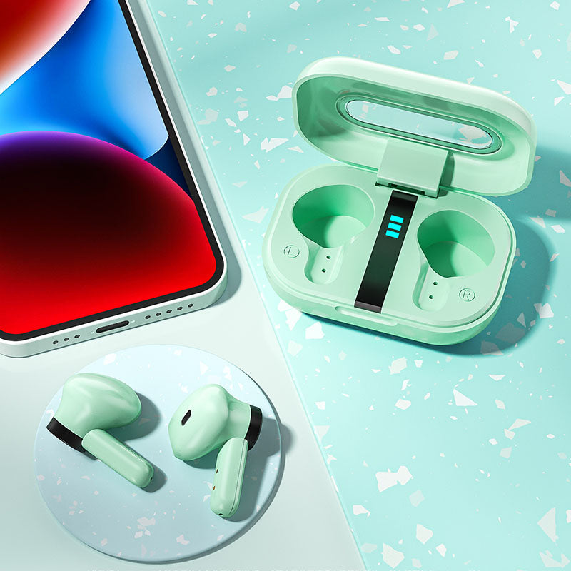 WEKOME VA06 Vanguard Series - „Bluetooth V5.2“ TWS belaidės ausinės su įkrovimo dėklu (žalia)