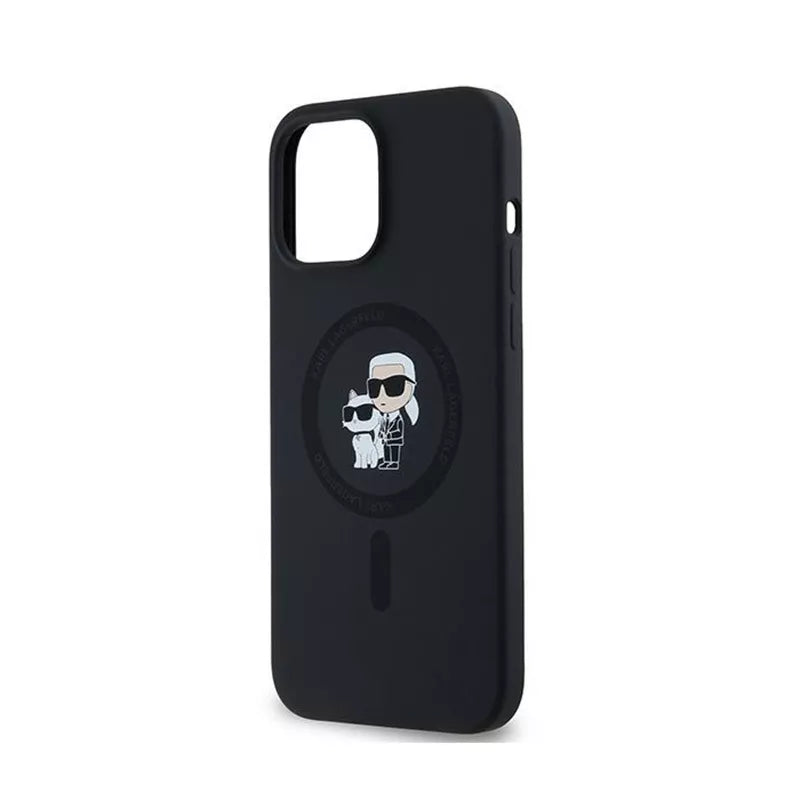 Karl Lagerfeld Silicone Karl & Choupette MagSafe – „iPhone 13 Pro Max“ dėklas (juodas)