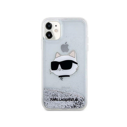 Karl Lagerfeld Liquid Glitter NFT Choupette Head – dėklas iPhone 11 (sidabras)