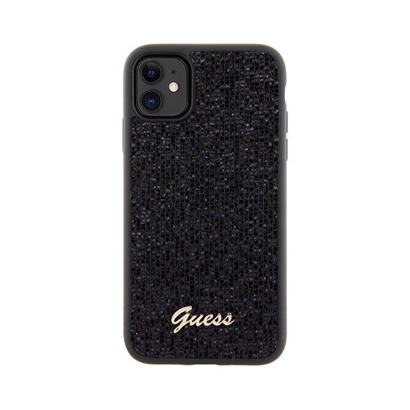 Guess Disco Metal Script – iPhone 11 dėklas (juodas)