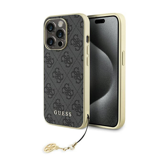 Guess 4G Charms Collection - iPhone 15 Pro dėklas (pilkas)
