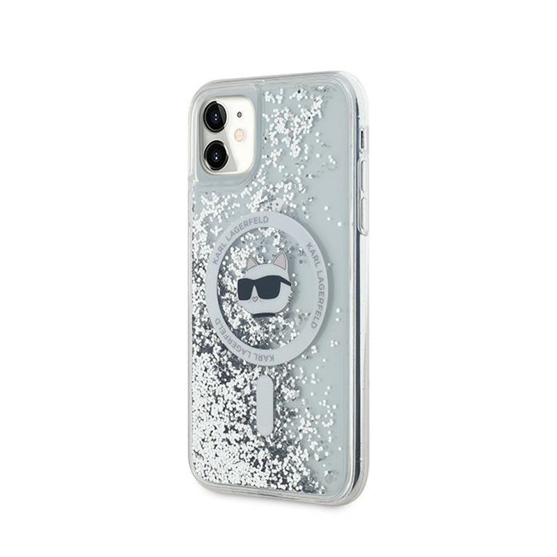 Karl Lagerfeld Liquid Glitter Choupette Head MagSafe – iPhone 11 dėklas (skaidrus)