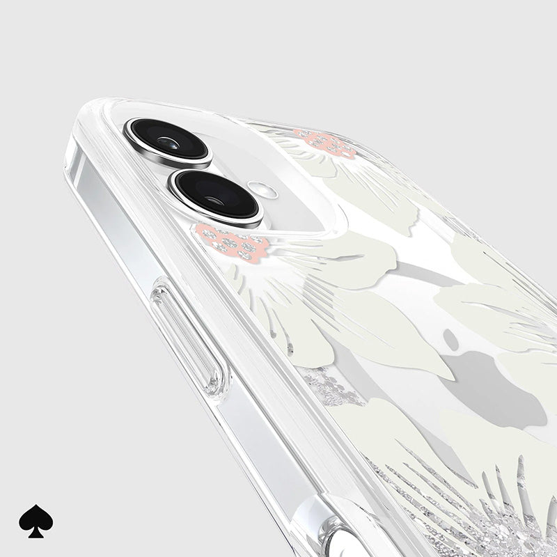 Kate Spade New York Liquid Glitter MagSafe - Dėklas, skirtas iPhone 16 (Hollyhock Floral)