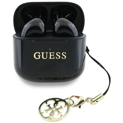 Guess Glossy Effect Printed Classic Logo & Charm - TWS Bluetooth ausinės + įkrovimo dėklas (juodas)