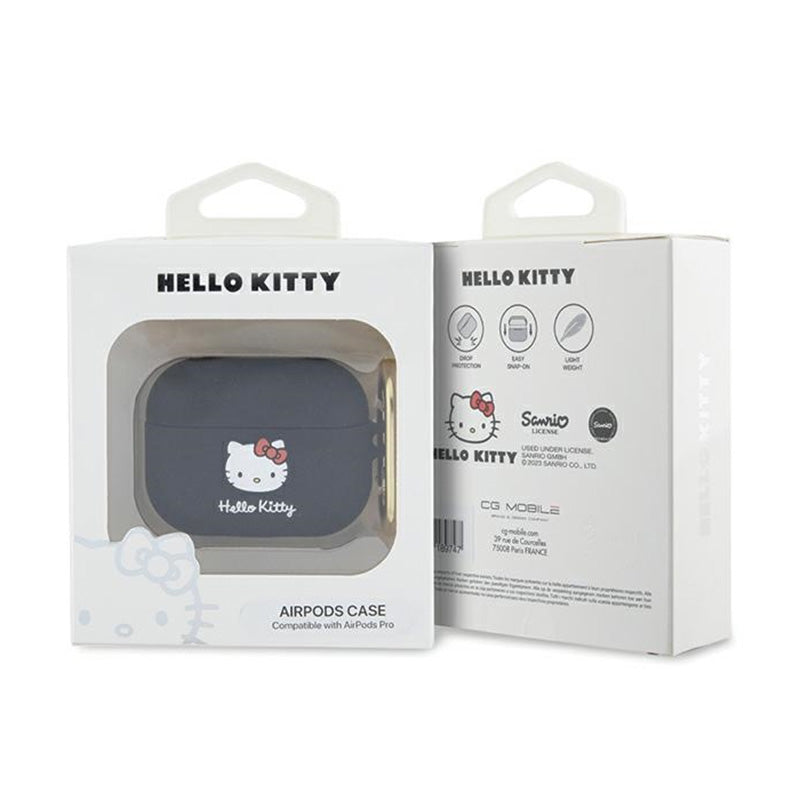 Hello Kitty silikoninis 3D dėklas su kačiuko galva – dėklas, skirtas „AirPods Pro“ (juodas)