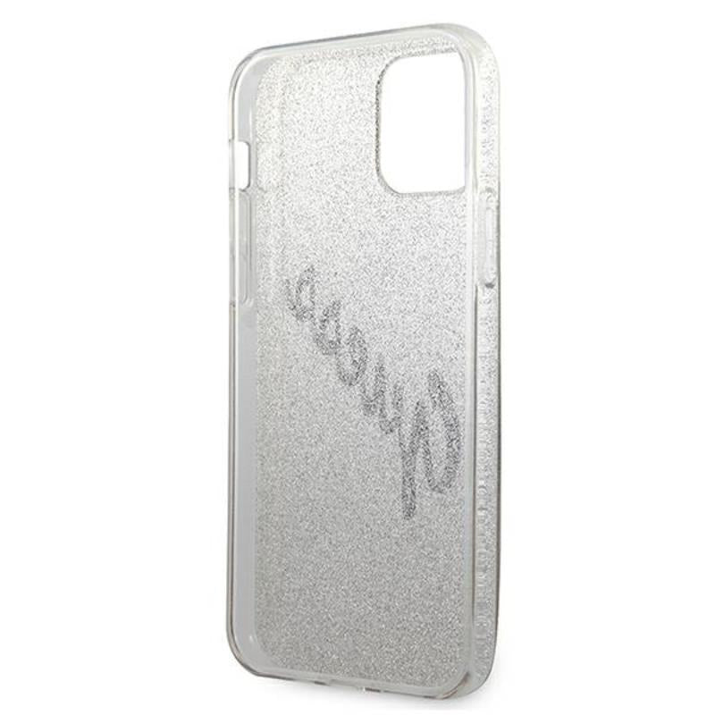 Guess Glitter Gradient Script – iPhone 12 mini dėklas (auksinis)