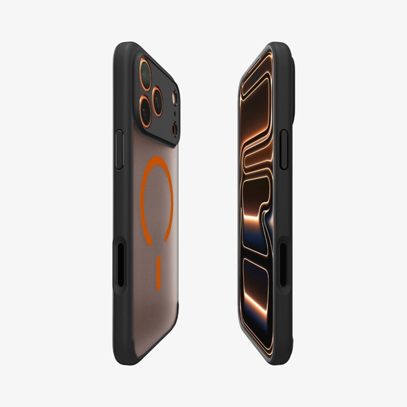 Spigen Ultra Hybrid Mag MagSafe dėklas iPhone 17 Pro (Frost Black / Orange)
