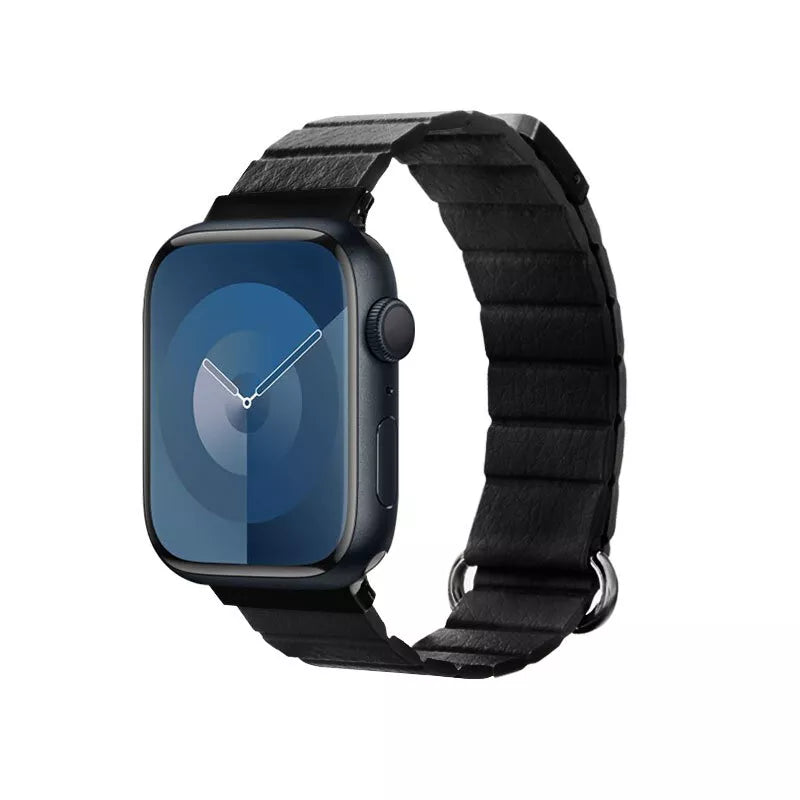 Crong Eclipse – Odinis magnetinis dirželis, skirtas Apple Watch 44/45/46/49 mm (juoda)