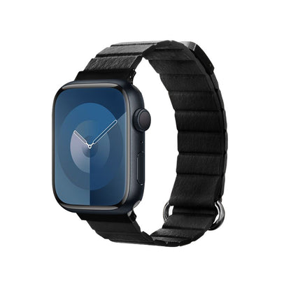 Crong Eclipse - Magnetinė odinė apyrankė Apple Watch 44/45/46/49 mm (Juoda)
