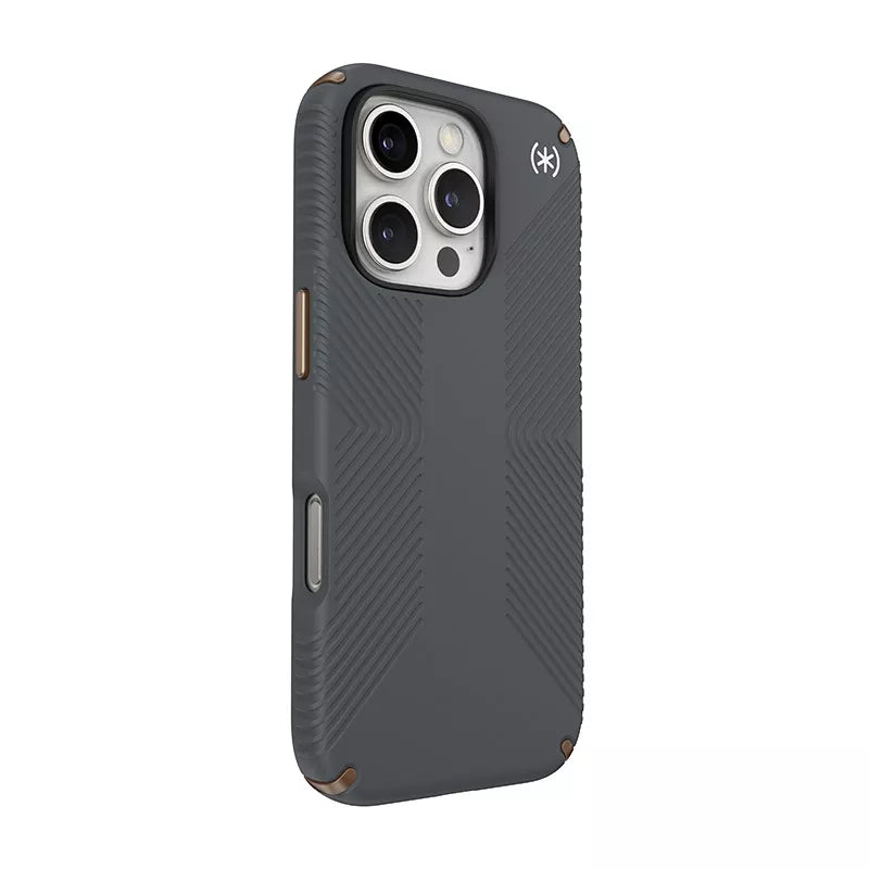 Speck Presidio2 Grip – Dėklas, skirtas „iPhone 16 Pro“ („Charcoal Grey“ / „Cool Bronze“ / „White“)