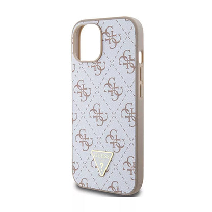 Guess 4G Triangle Metal Logo – Dėklas iPhone 15 (baltas)