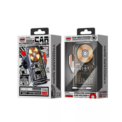 WEKOME WP-U204 Vanguard Series - Automobilinis laikiklis su belaidžiu įkrovimu 15W (juodas)