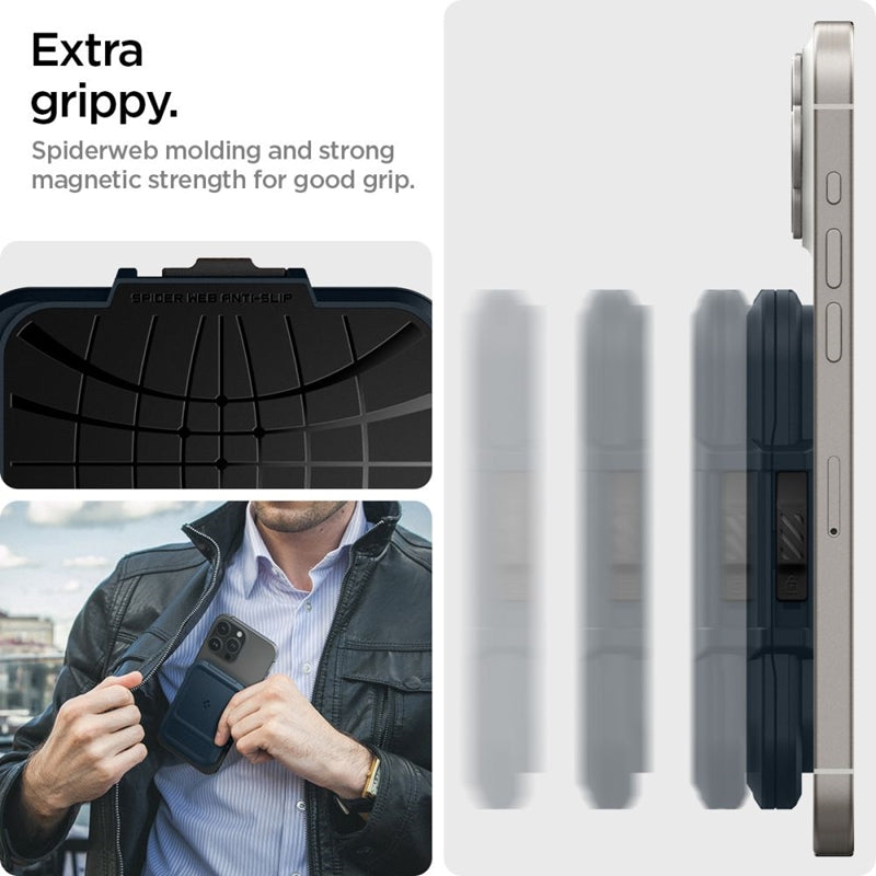 Spigen Lock Fit MagSafe – Magnetinė piniginė (Metalo skalūnas)