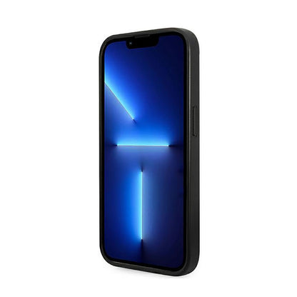 "Guess Glitter Flakes" metalinis dėklas su logotipu - "iPhone 14 Pro" dėklas (juodas)