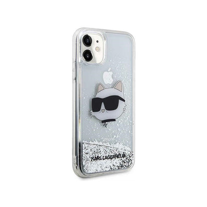Karl Lagerfeld Liquid Glitter NFT Choupette Head – dėklas iPhone 11 (sidabras)